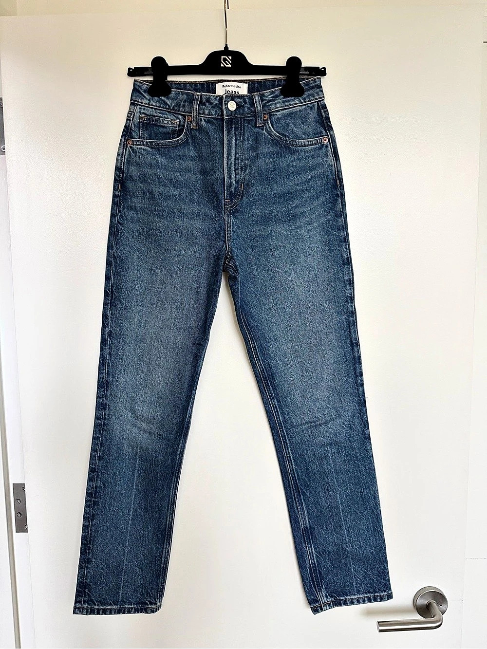 Reformation Liza Ultra High Rise Straight Jeans Blue Waist 27 - Picture 2 of 6
